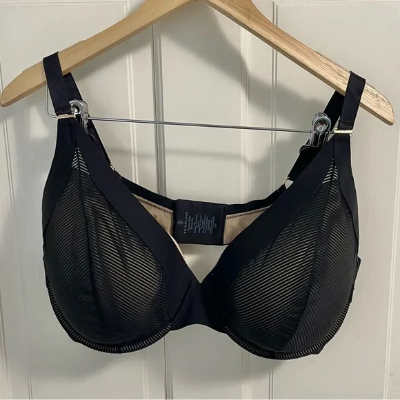 ThirdLove Shadow Stripe Plunge Bra Size 40F Black Lace - Picture 3 of 10